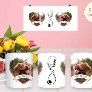 Dog Memorial mokomslag png, sublimatieontwerpen, aangepaste afbeelding moksjabloon, cadeau voor haar, doe het zelf