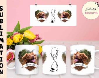 Dog Memorial Mug Wrap PNG: Custom Photo Sublimation Design (Digital Download)