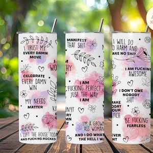 Swear Affirmations Tumbler Wrap: Vulgar Daily Reminders (Digital Download)