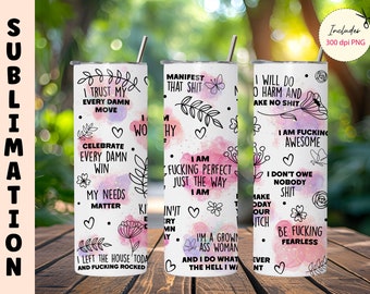 Swear Affirmations Tumbler Wrap: Vulgar Daily Reminders (Digital Download)