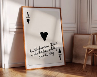 Lucky Ace Card Digital Print Retro Funny Quote Download Wall Art