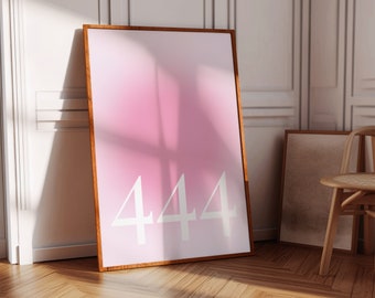 444 Digital Print Angel Number Poster Spiritual Wall Art Decor Quote Pink