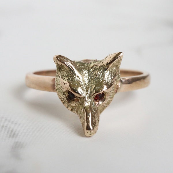 Antique Edwardian 9ct Gold Fox Head Ring