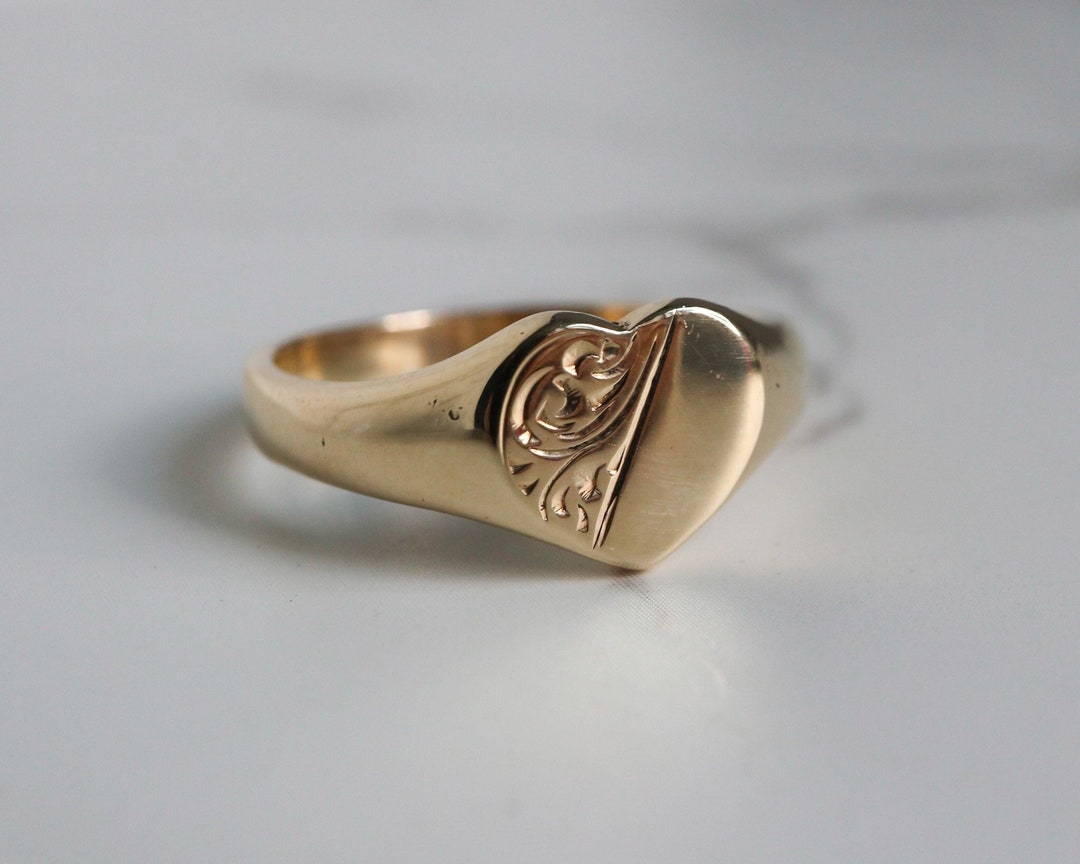 Vintage Heart Ring Heart Signet Ring Vintage Gold Heart Ring - Etsy
