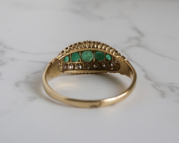 Antique Edwardian Emerald and Diamond Gypsy Ring - image 10