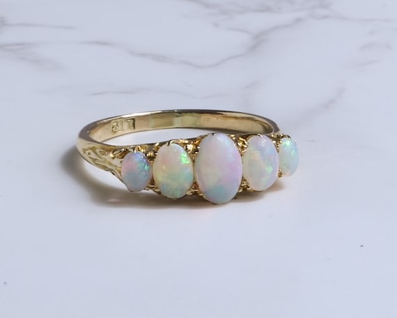 Antique Edwardian Opal Ring 18ct Gold - image 4