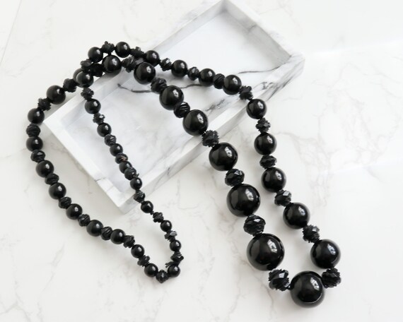 Antique Whitby Jet Beads Long Black Beads Whitby Jet Necklace Etsy Canada