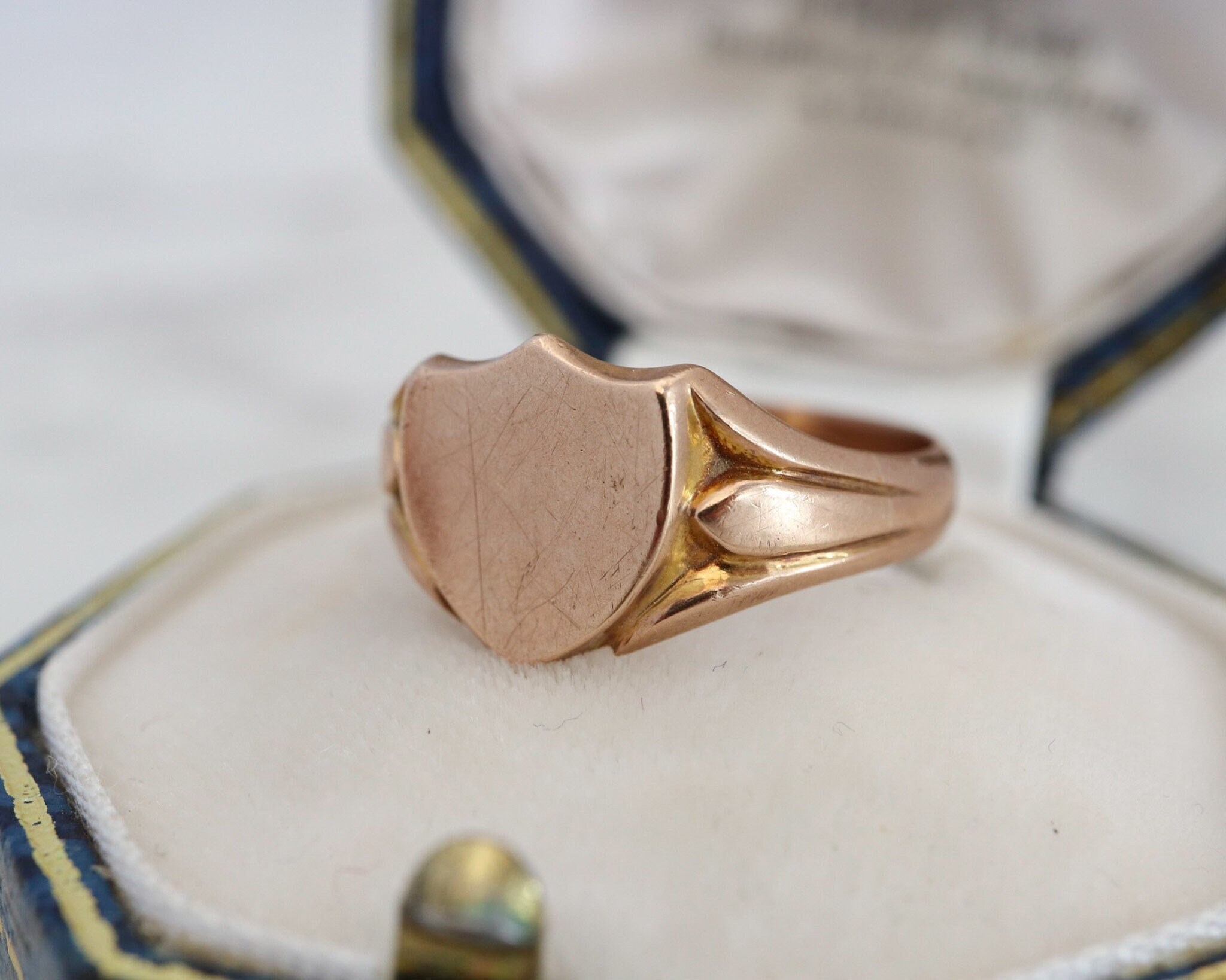 Antique Gold Shield Signet Ring Edwardian Plain Gold Signet Ring