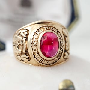 Vintage 10ct Gold American College Ring, Signet Ring For Him, Gold Pinky Ring