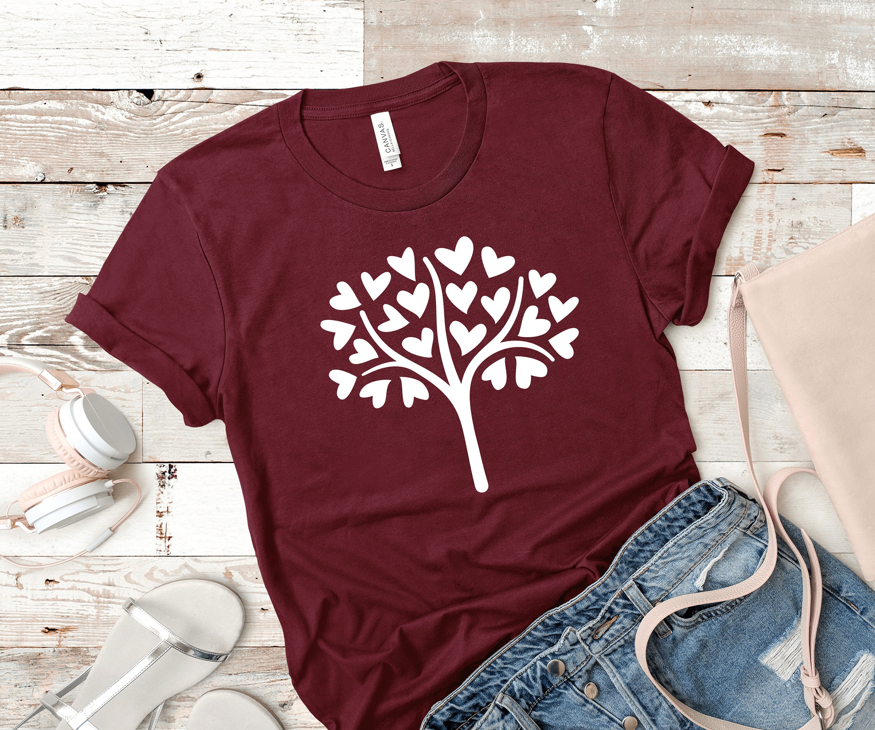 Love Heart Tree T-shirt Shirts for Women Womens Shirts | Etsy