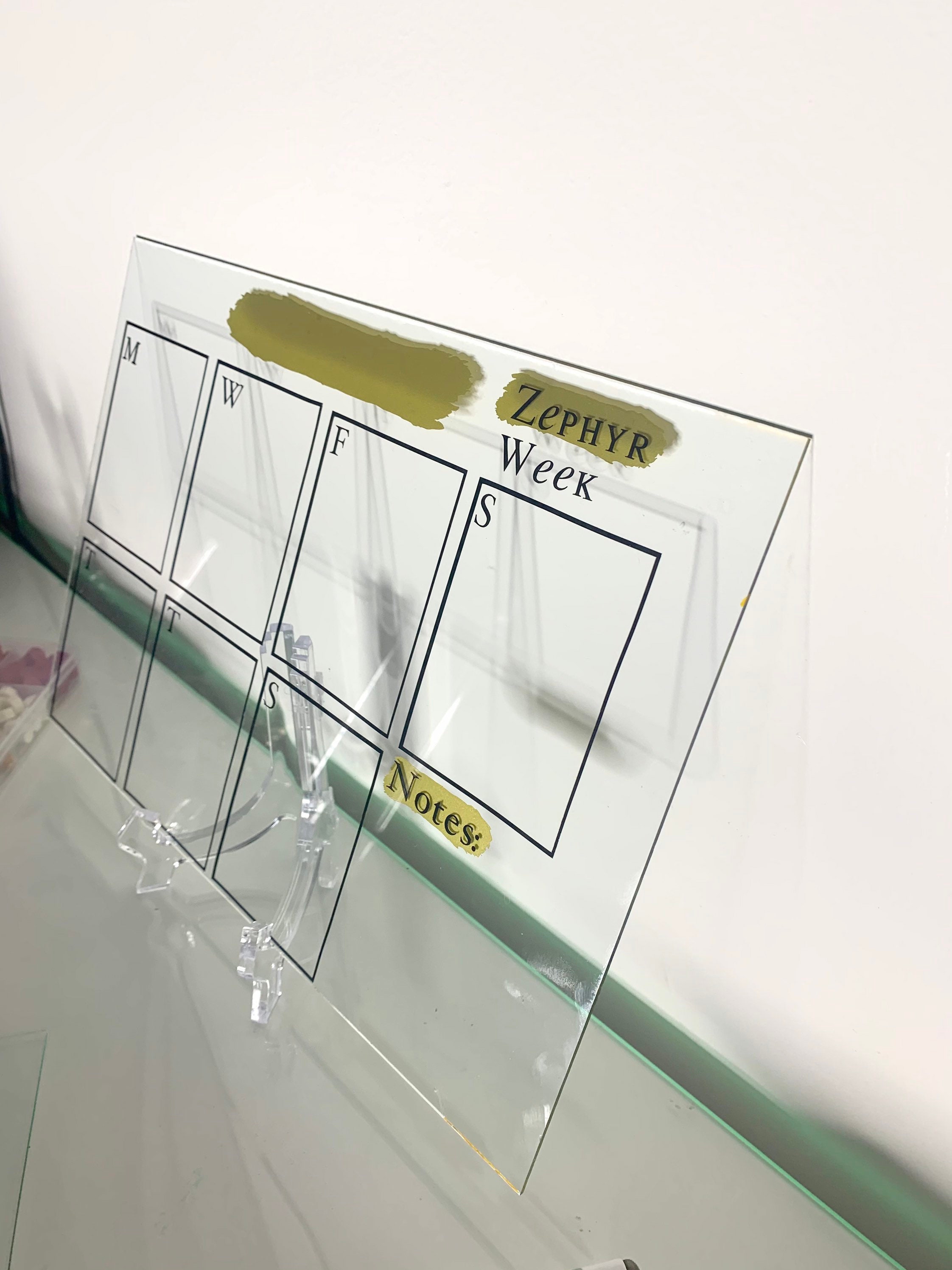 A4 Glass Weekly Schedule Board / Planner Board / whiteboard Etsy