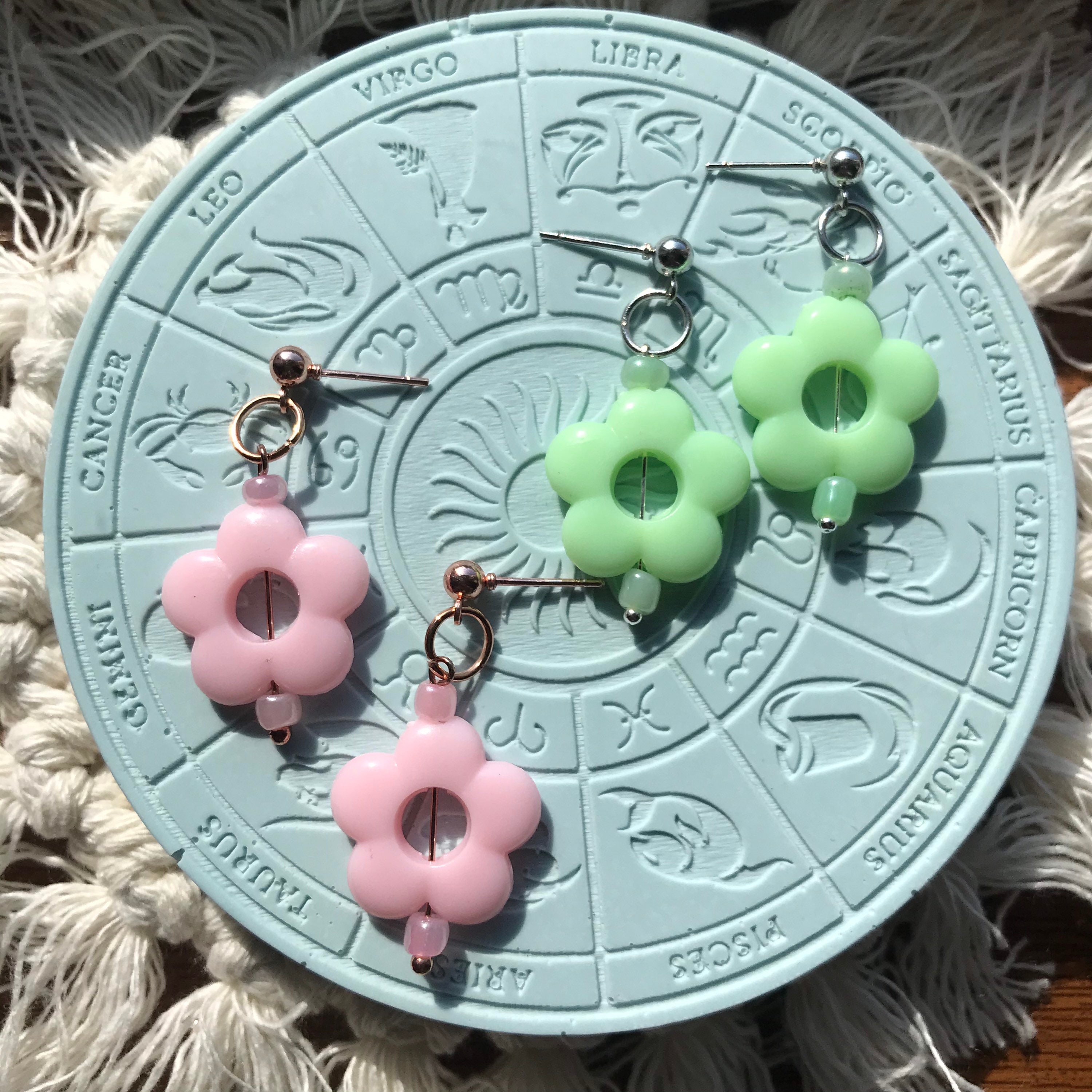 Pastel flower dangle earrings /multicoloured/pastel Etsy