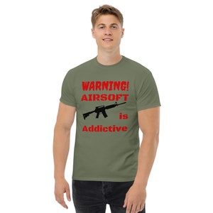 Airsoft T shirt &quot;Warning Airsoft is Addicting&quot; Fun Design & Great Gift! ~&quot;NEW DESIGN&quot;