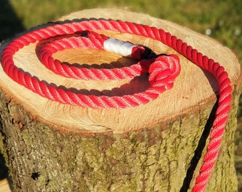 Dog leash, handmade, leash, rope, cordage, red white