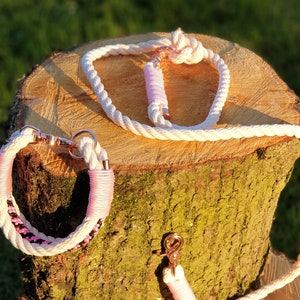 Dog leash, handmade, leash, rope, cordage, cream Pink image 1