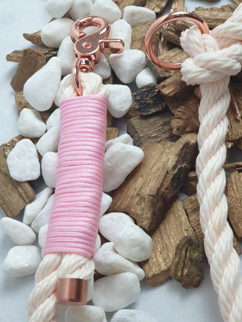 Dog leash, handmade, leash, rope, cordage, cream Pink image 3