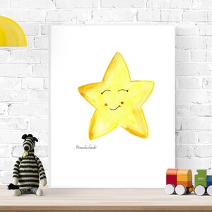 Star Nursery Print, Star Wall Art, Star Print, Nursery Wall Art, Star Nursery Art, Star Wall Deco Art, Watercolor painting, Baby shower gift