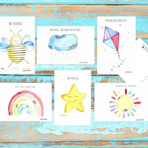 Juego positivo de postales acuarela, paquete de 6 o 12, paquete de postales de vibración positiva
