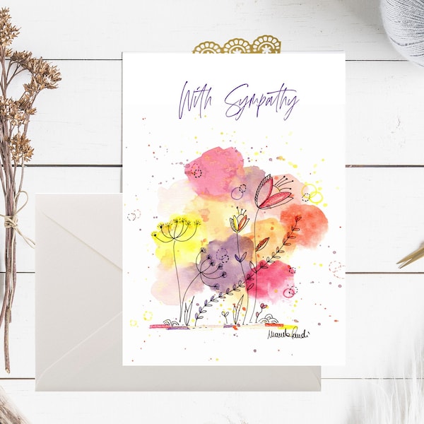 Sympathy Card Set, Thinking of You, Condolence Card, Deepest Sympathies, Grief, Floral Sympathy Card Set, Card pack