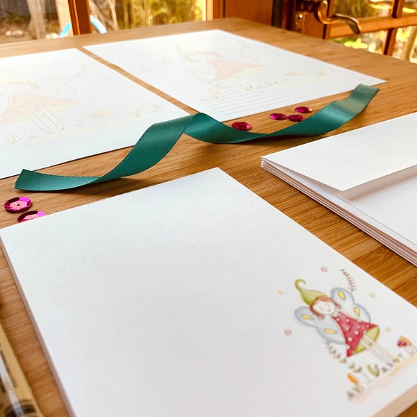 fancy paper for letter writing Fairy Stationery set and Notepad, Letter writing set and Notepad for Girls, Kid Watercolor Writing set, lined and unlined, Writing paper