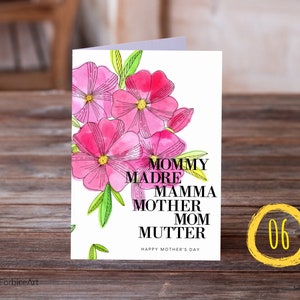 Tarjeta del día de la madre feliz, tarjeta de 5x7, regalo del día de la madre, tarjeta para mamá, mamá, Mutter, te amo mamá, la mejor tarjeta para mamá