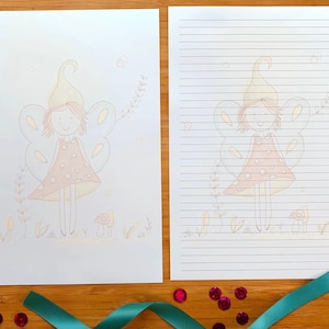 Fairy Writing Paper and Envelopes, Letter writing set for Girls, 10 Writing Sheets, lined and unlined, Kid Stationery paper, Writing set