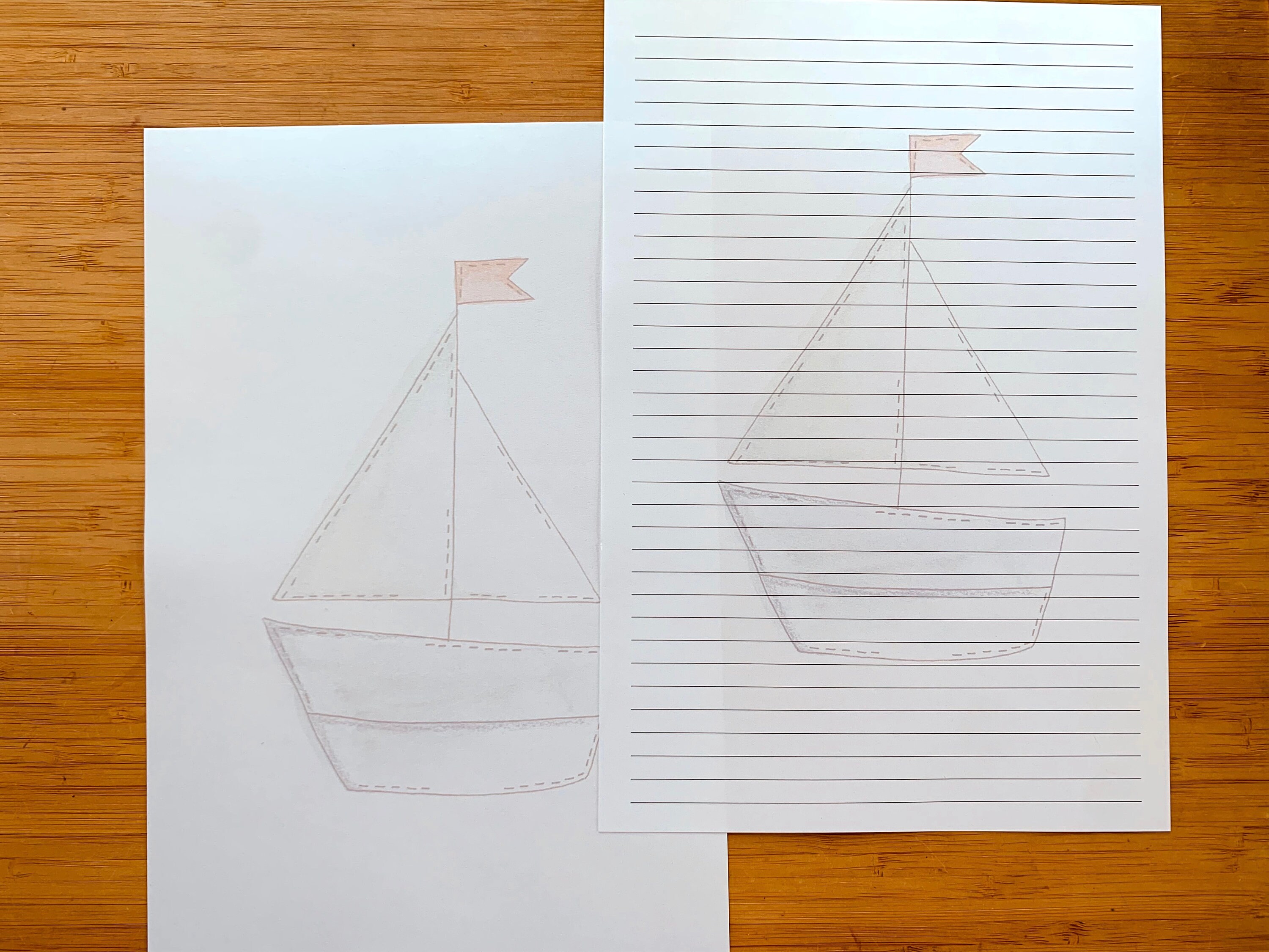 Boat Writing Watercolor Boat Stationery Set, Kids Letter Writing, Nautical Notepad ...