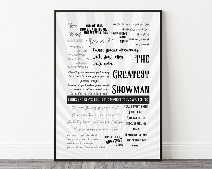 The Greatest Showman Lyrics Printable Digital Download - Etsy