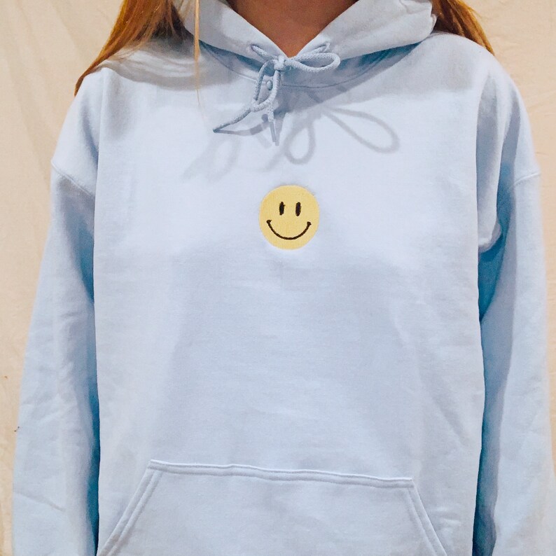 Baby Blue Smiley Face Hoodie or Crewneck | Etsy