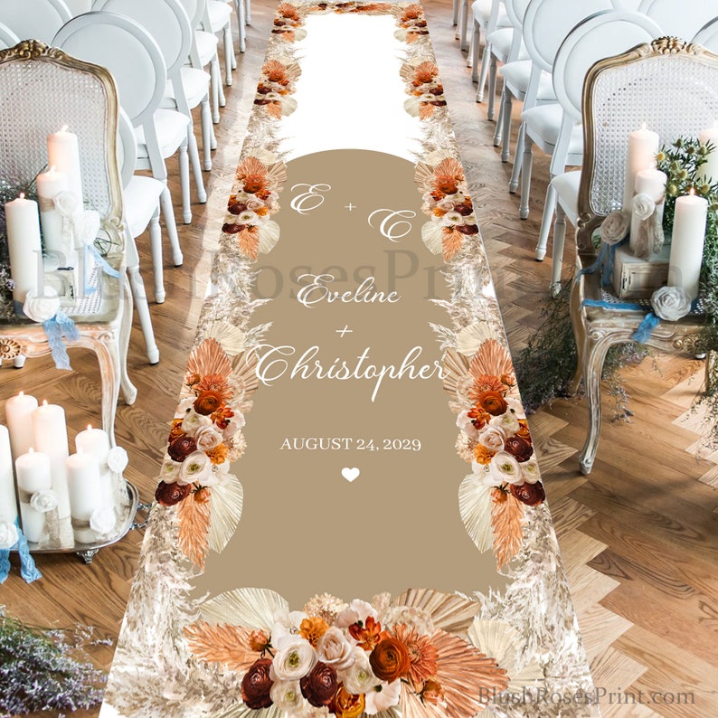 Terracotta Wedding Aisle Runner Boho Tropical Personalized Etsy