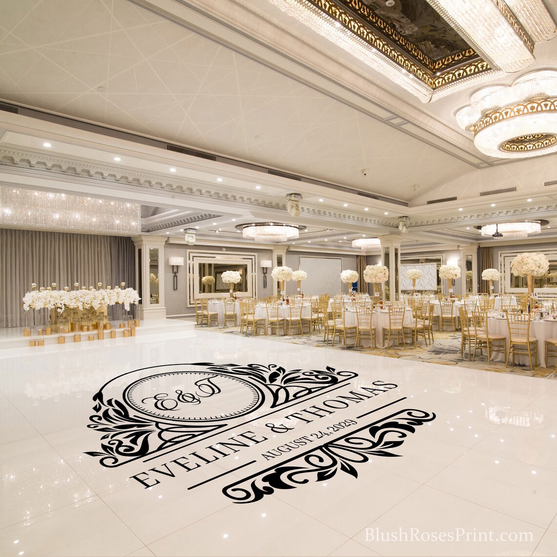 Monogram Dance Floor Sticker Vinyl Floor Sticker Wedding Etsy