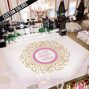 Blush und Gold Hochzeit Tanz BodenAufkleber, Monogramm Tanz bodenaufkleber, GoldSpiegel Hochzeit Tanzfläche Wandbild, Peel and Stick Faux Gold DFS8