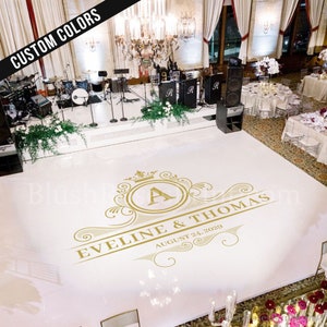 Gold Monogramm Hochzeitstanz Bodenaufkleber, Vinyl Bodenaufkleber, Hochzeit Boden Wandbild, Bodenaufkleber, personalisierte Tanz bodenaufkleber DFS15