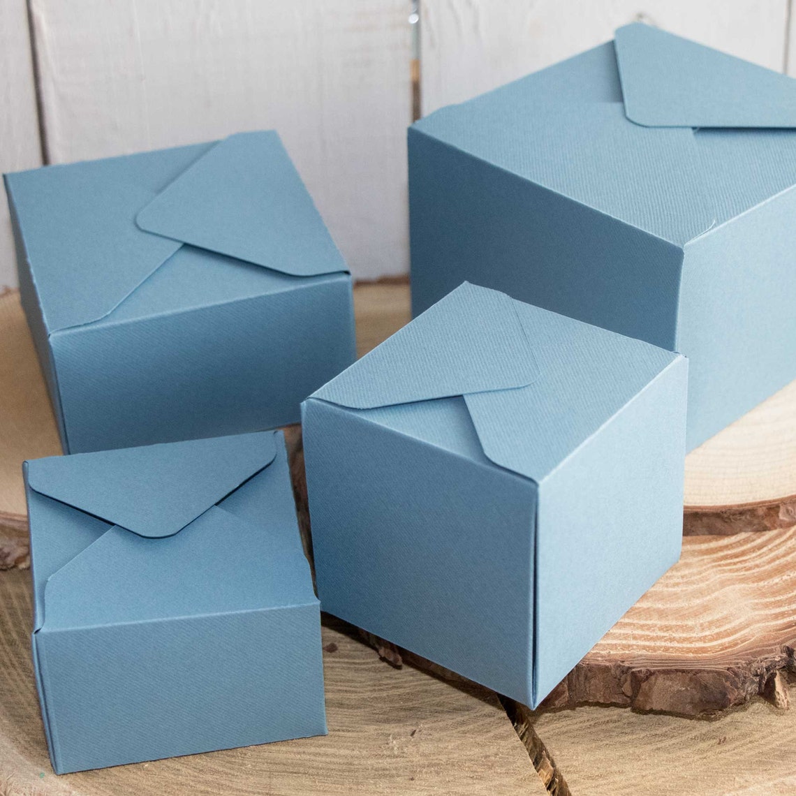 30 Dusty Blue Wedding Favor Boxes Blue Cardstock Gift Boxes Etsy