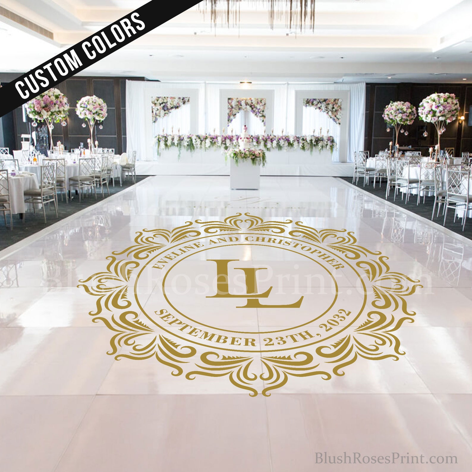 Gold Wedding Dance Floor Sticker Vinyl Floor Sticker Wedding Etsy