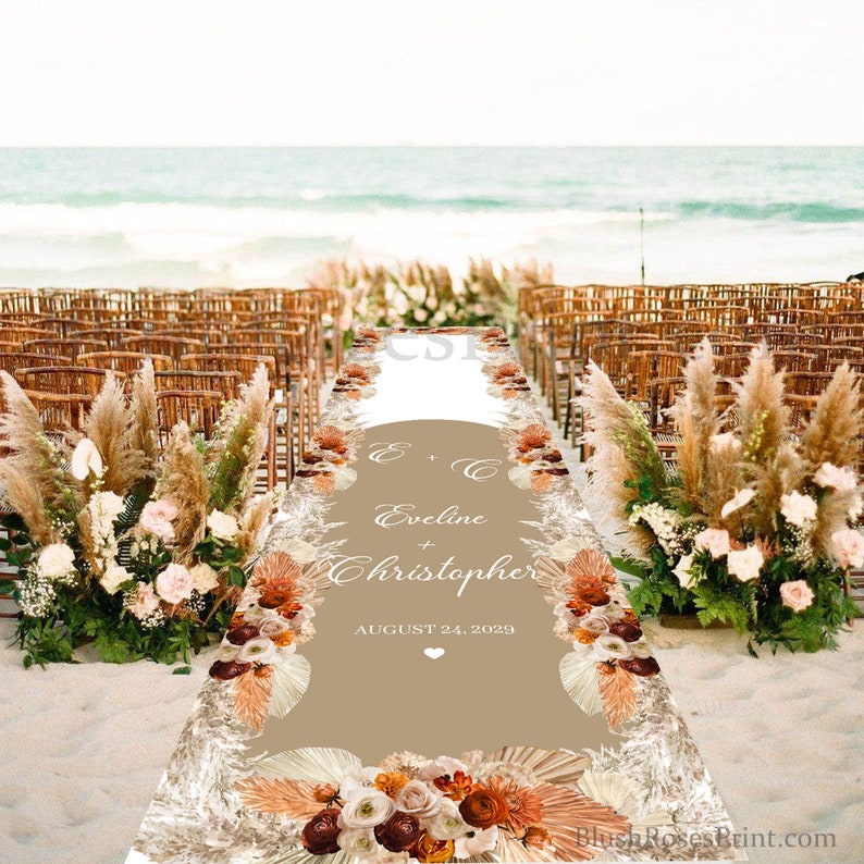Terracotta Wedding Aisle Runner Boho Tropical Personalized Etsy