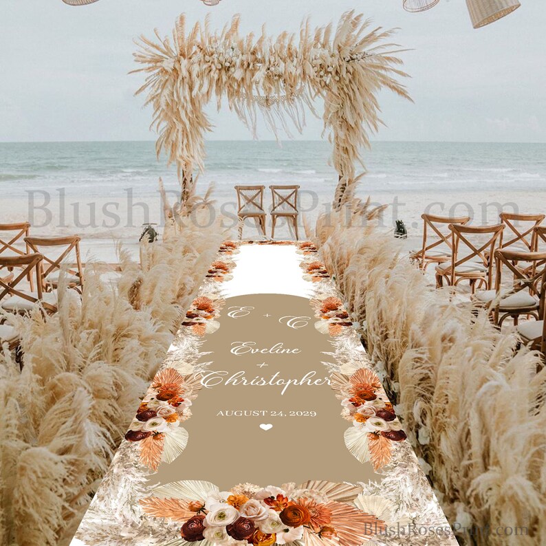Terracotta Wedding Aisle Runner Boho Tropical Personalized Etsy