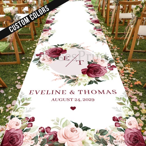 Custom Monogram Initials Personalized Aisle Runner Wedding Etsy