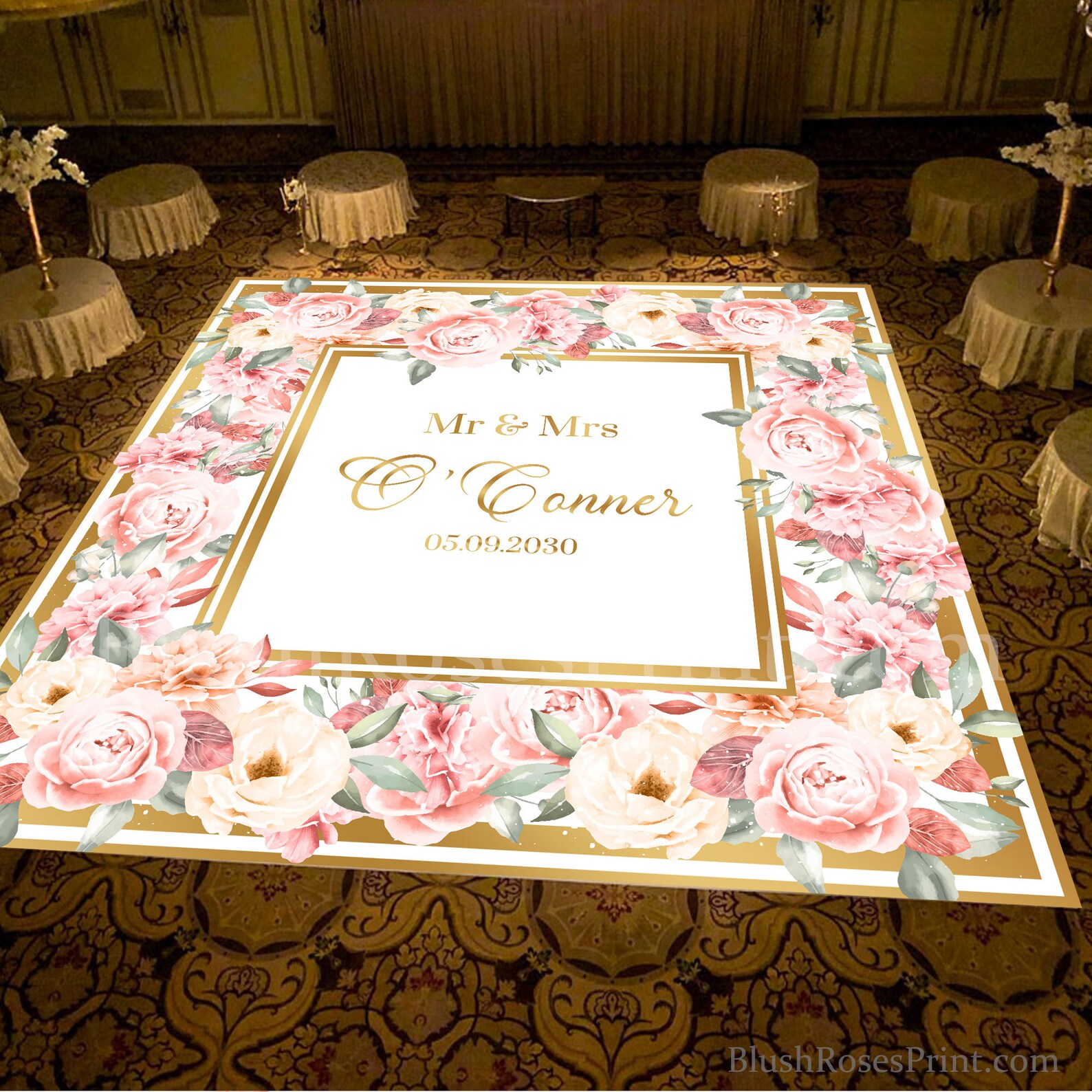 Blush Floral Wedding Dance Floor Sticker Dusty Pink and Faux Etsy