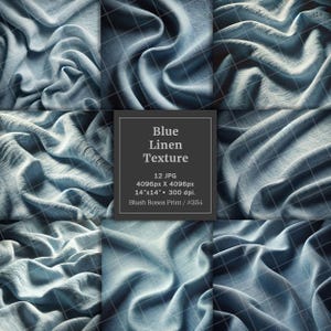 Papier numérique à texture textile en lin bleu clair, kit de journal indésirable en lin bleu clair, bloc-notes numérique haute résolution en lin