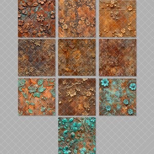 12 Inches Rust Metal and Flowers Printed Paper Pad Old Rusty Metal ...
