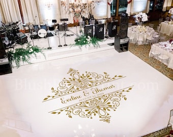 Gold Wedding Dance Floor Decal, Wedding Floor Monogram, Vinyl Floor Decals, Wedding Decor, Personalized Wedding Dance Floor Sticker DFS5