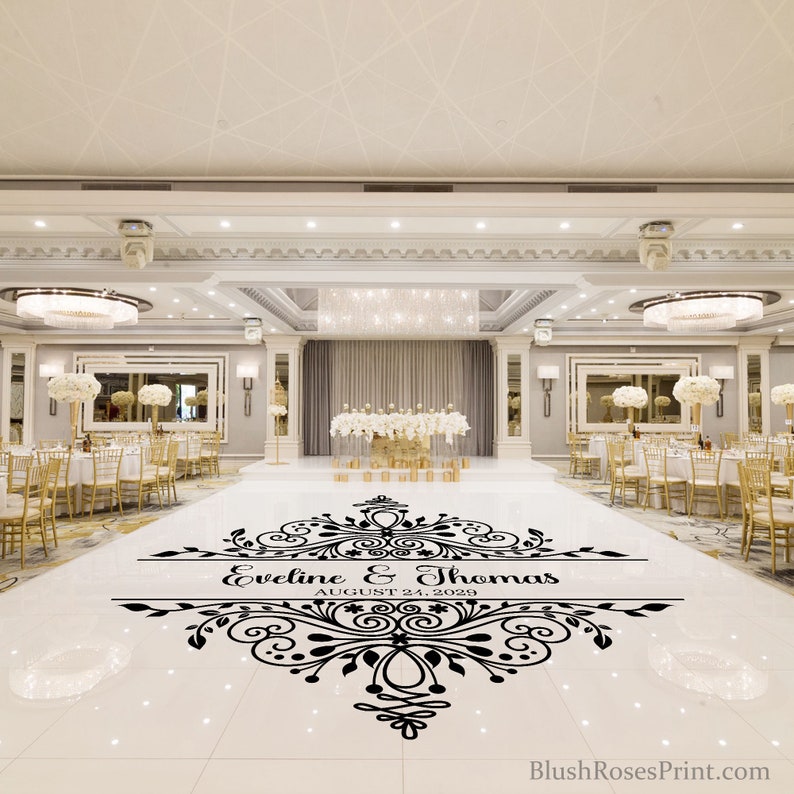 Gold Wedding Dance Floor Decal Wedding Floor Monogram Vinyl - Etsy