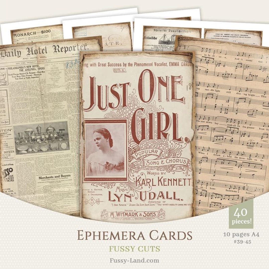 Mixed Vintage Ephemera Tags ATC Cards, A4 Collage Sheet, Junk Journal ...