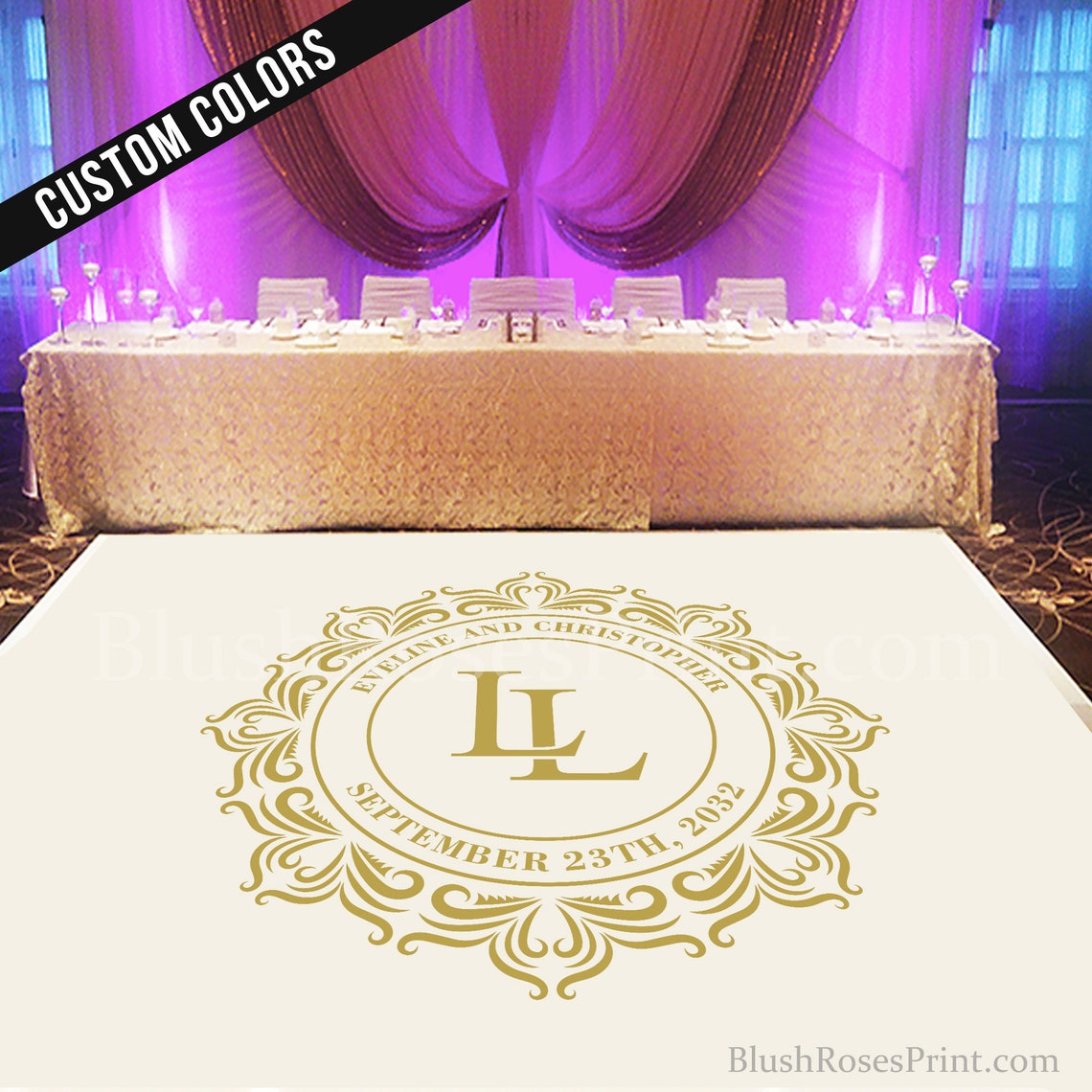 Gold Wedding Dance Floor Sticker Vinyl Floor Sticker Wedding Etsy