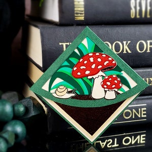 Red Mushroom Corner Bookmark: Forest Snail Bookmark