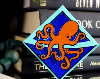 Octopus Corner Bookmark: Handmade Cardstock Reader Gift