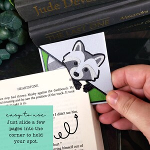 Raccoon Corner Bookmark, Page Corner Bookmark, Animal Bookmark, Kawai ...