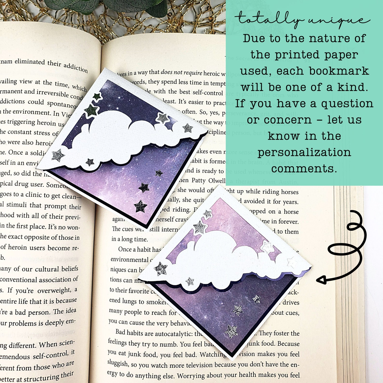 Violet Night Sky Corner Bookmark: Celestial Reader Gift - Etsy