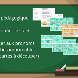 Kit pédagogique - Identifier le sujet et relier aux pronoms (fiches imprimables et cartes à découper)